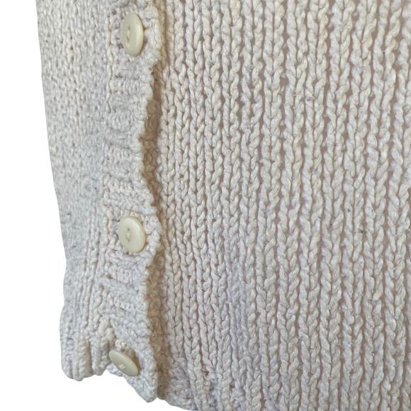 Vintage 90s Ivory Knit Button Down Coquette Cottage Sweater Vest Size Small - Picture 12 of 16